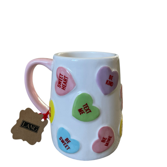 Lang Valentine Conversation Hearts Hand Painted Mug Valentines Day NEW - Picture 7 of 11